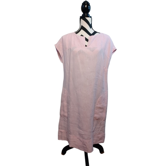 Studio 412 Pale Pink 100% Linen Sz M Short-Sleeve Dress - Picture 1 of 16